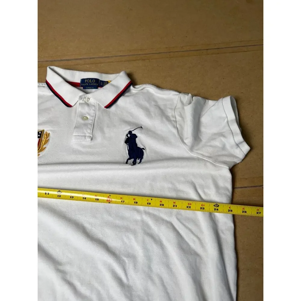 Polo Ralph Lauren Big Pony Polo Shirt XL Classic White USA Crest Short Sleeve**